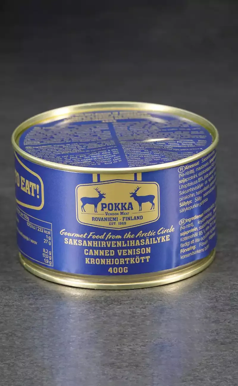 Canned venison meat